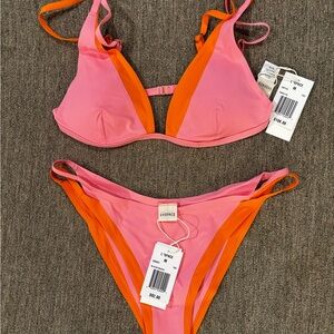 NWT L*Space Seamless Finneas Top & Billie Bottom in Tangerine Guava